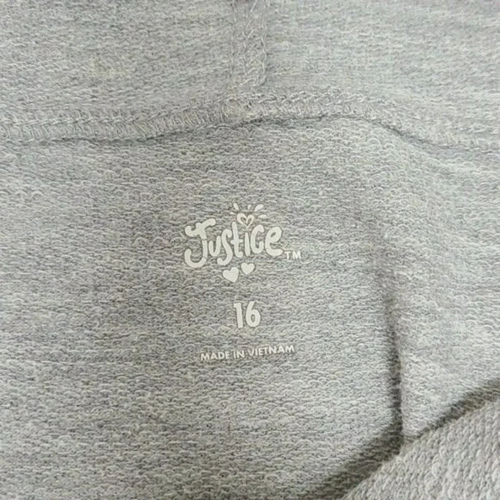Justice girls glitter hooded grey long sleeve top size 16
